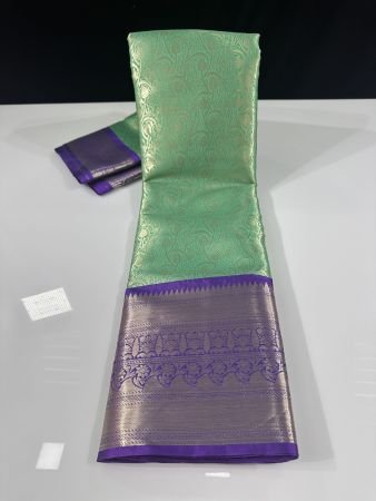 SEA GREEN X VIOLET BROCADE
