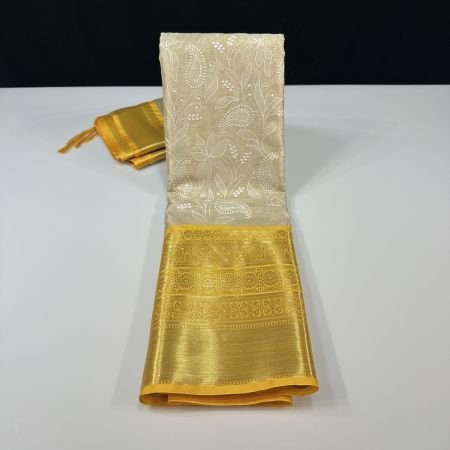 CHIKANKARI JAAL YELLOW BORDER