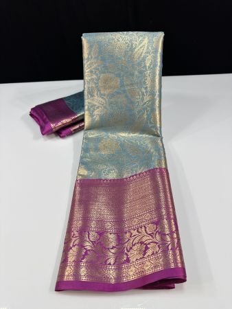 SKY BLUE TISSUE BROCADE SAREE